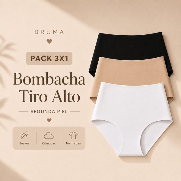 Pack x3 Bombachas Tiro Alto Segunda Piel